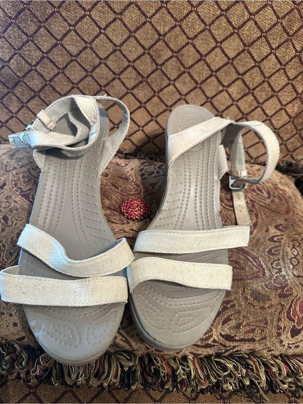 CROCS Women's Light Beige Wedge Sandals